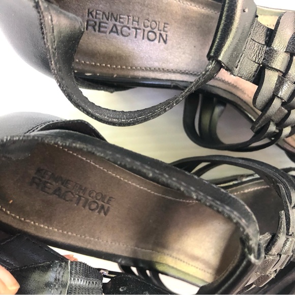 Reaction Kenneth Cole Black Strappy Wedge 7.5 - Picture 10 of 10